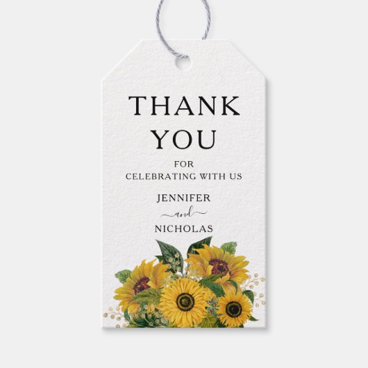 Elegant Floral Sunflower Wedding Bedankt Cadeaulabel (Voorkant)