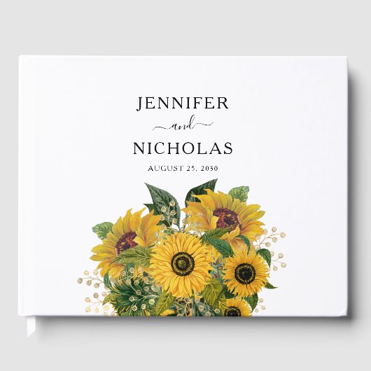 Elegant Floral Sunflower Wedding Gastenboek (Voorkant)