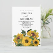 Elegant Floral Sunflower Wedding Kaart (Staand voorkant)