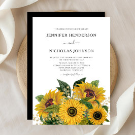 Elegant Floral Sunflower Wedding Kaart