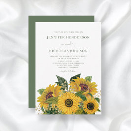 Elegant Floral Sunflower Wedding Kaart