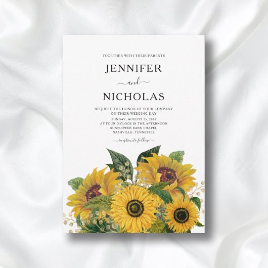 Elegant Floral Sunflower Wedding Kaart