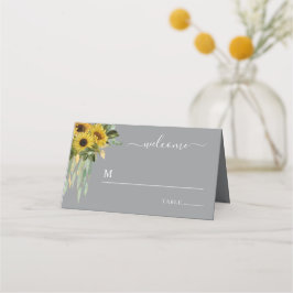 Elegant Floral Sunflower Wedding Plaatskaartje