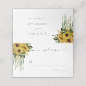 Elegant Floral Sunflower Wedding Plaatskaartje (Buitenkant ongevouwen)
