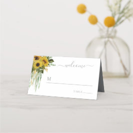 Elegant Floral Sunflower Wedding Plaatskaartje