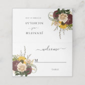 Elegant Floral Sunflower Wedding Plaatskaartje (Buitenkant ongevouwen)