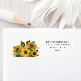 Elegant Floral Sunflower Wedding Return Address Etiket