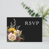 Elegant Floral Sunflower Wedding RSVP Kaartje (Staand voorkant)