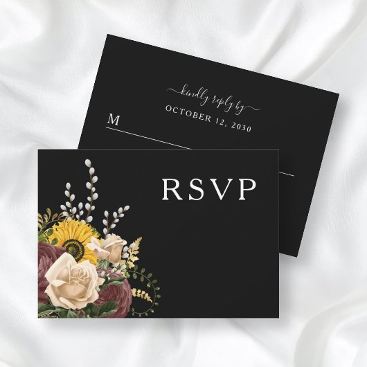 Elegant Floral Sunflower Wedding RSVP Kaartje
