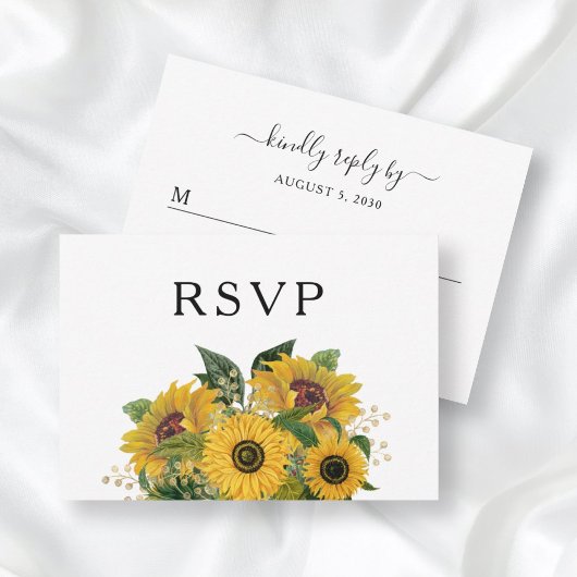 Elegant Floral Sunflower Wedding RSVP Kaartje