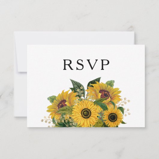 Elegant Floral Sunflower Wedding RSVP Kaartje (Achterkant)