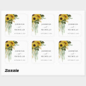 Elegant Floral Sunflower Wedding Vierkante Sticker (Vel)