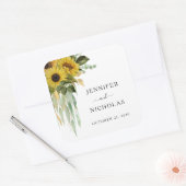 Elegant Floral Sunflower Wedding Vierkante Sticker (Envelop)