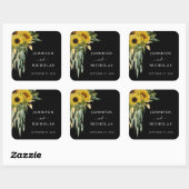 Elegant Floral Sunflower Wedding Vierkante Sticker (Vel)
