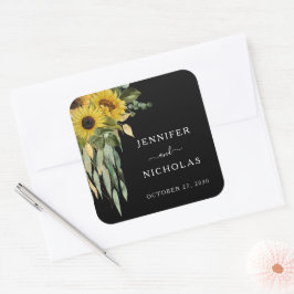 Elegant Floral Sunflower Wedding Vierkante Sticker