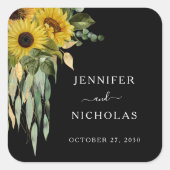 Elegant Floral Sunflower Wedding Vierkante Sticker (Voorkant)