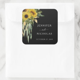 Elegant Floral Sunflower Wedding Vierkante Sticker
