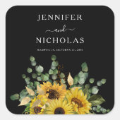 Elegant Floral Sunflower Wedding Vierkante Sticker (Voorkant)