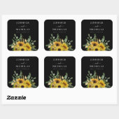 Elegant Floral Sunflower Wedding Vierkante Sticker (Vel)