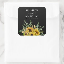 Elegant Floral Sunflower Wedding Vierkante Sticker