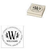 Elegant Floral Surname Monogram Return Address Rubberstempel (Gestempeld)