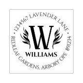Elegant Floral Surname Monogram Return Address Rubberstempel (Afrduk)