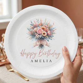 Elegant Floral Sweet 16 Custom Party Plate Papieren Bordje