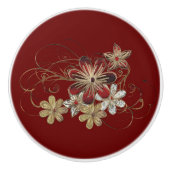 Elegant  Floral Swirl Gemstone Design Keramische Knop (Voorkant)