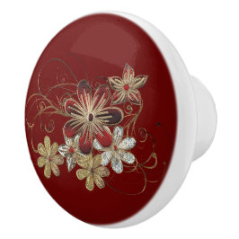 Elegant  Floral Swirl Gemstone Design Keramische Knop