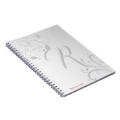Elegant Floral Swirl Pattern Monogram Naam Notitieboek (Rechterzijde)