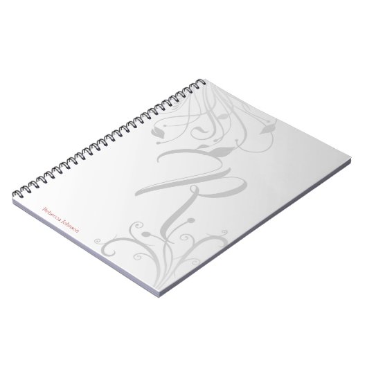 Elegant Floral Swirl Pattern Monogram Naam Notitieboek (Linkerzijde)