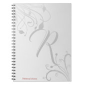 Elegant Floral Swirl Pattern Monogram Naam Notitieboek (Voorkant)