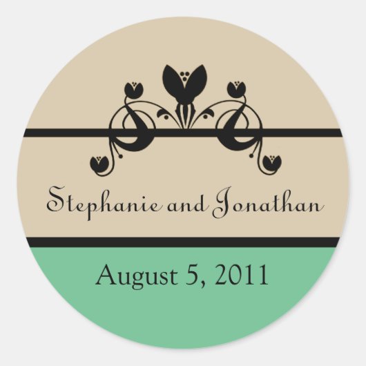 Elegant Floral Swirls Wedding Stickers (Voorkant)