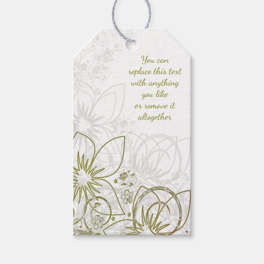Elegant Floral Swirls White background Gift Label Cadeaulabel (Voorkant)