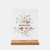 Elegant Floral Table Number Card Acryl Bord (Voorkant)
