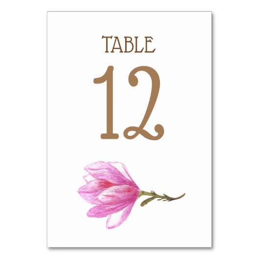 Elegant Floral Table Number Card Kaart (Voorkant)