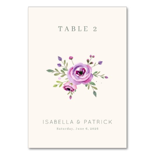 Elegant Floral Table Number Kaart (Voorkant)