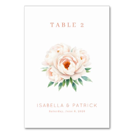 Elegant Floral Table Number Kaart (Voorkant)