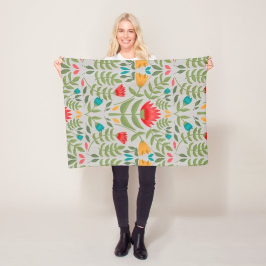 Elegant Floral Tableau Style Fleece Deken (In situ)
