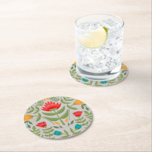 Elegant Floral Tableau Style Ronde Kartonnen Onderzetter
