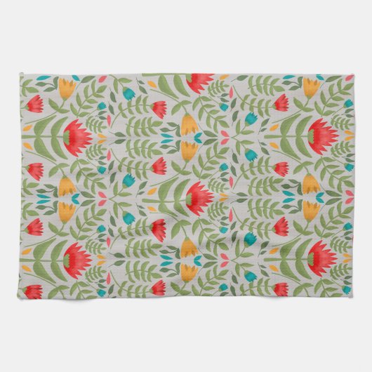 Elegant Floral Tableau Style Theedoek (Horizontaal)