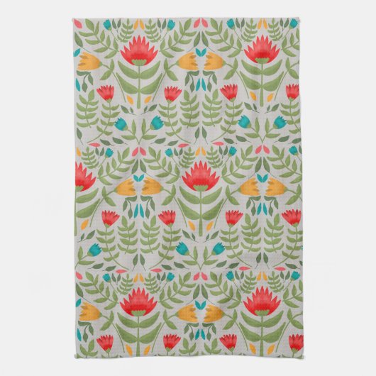 Elegant Floral Tableau Style Theedoek (Verticaal)