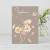 Elegant Floral Taupe Blush 80th Birthday Kaart (Staand voorkant)