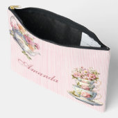 Elegant Floral Tea cup & teapot Print Cut Sew Bag Etui (Open)