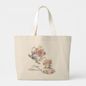 Elegant Floral Tea Happy Mother's Day Grote Tote Bag (Achterkant)