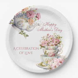 Elegant Floral Tea Party Happy Mother's Day Papieren Bordje