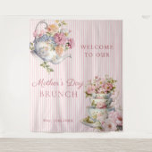 Elegant Floral Tea party Mother's Day Backdrop Wandkleed (Voorkant)