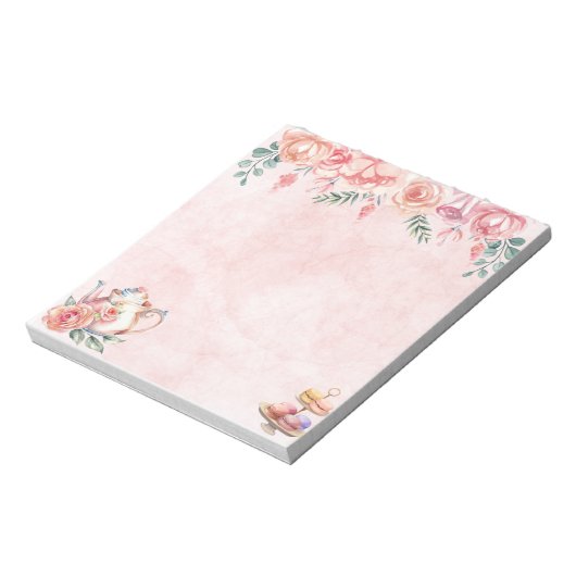  Elegant Floral Tea Party Notepad Notitieblok (Linkerzijde)