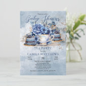 Elegant Floral Teacup Baby shower Kaart (Staand voorkant)