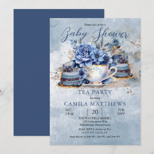 Elegant Floral Teacup Baby shower Kaart